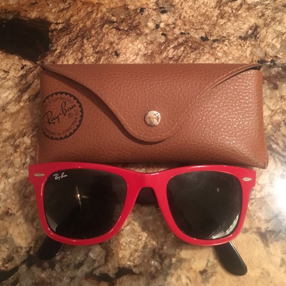 Ray Ban Red Wayfarers... BARELY WORN!!
