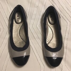 Worn once navy and grey flats