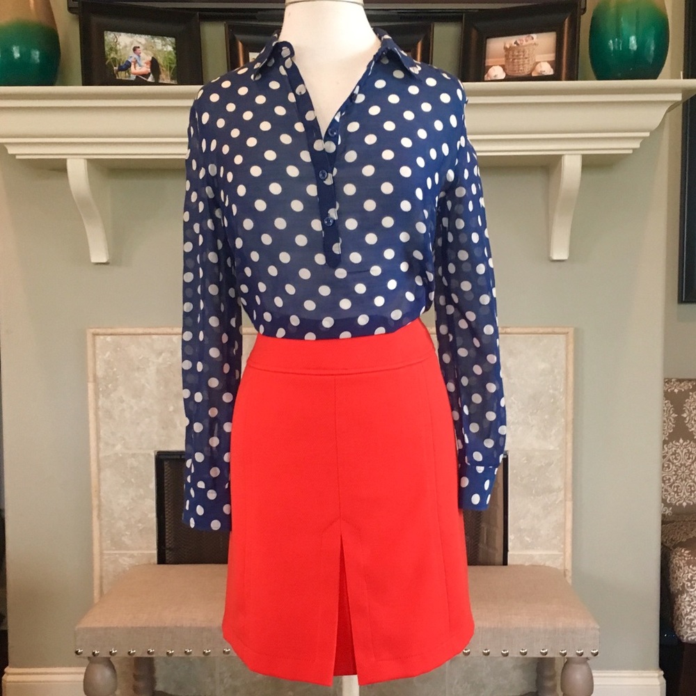 LOFT Vibrant Red Orange Skirt