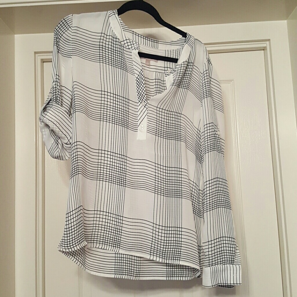 Black and white plaid blouse