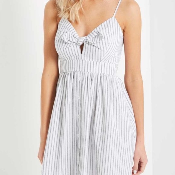 Blue Striped Dress with Front Bow Detail - Picture 7 of 7