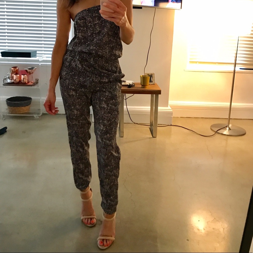 BCBGeneration strapless pant jumpsuit with pockets