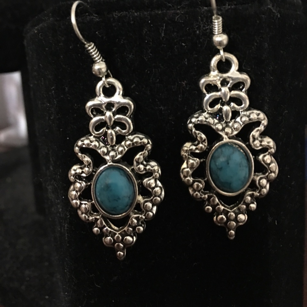 Turquoise earrings.