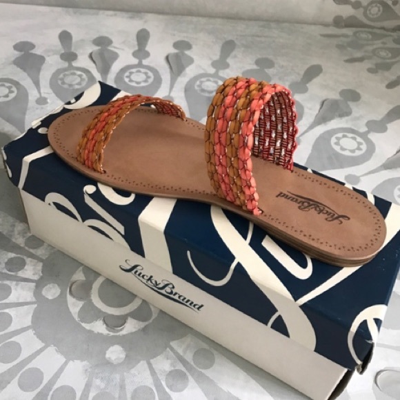 {Lucky Brand} Alddon Pink/Orange Slide Sandal - Picture 3 of 7