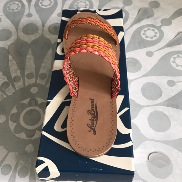 {Lucky Brand} Alddon Pink/Orange Slide Sandal - Picture 5 of 7