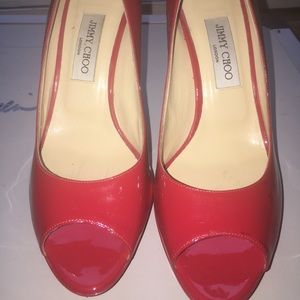 Red peep toe Jimmy Choos size 40