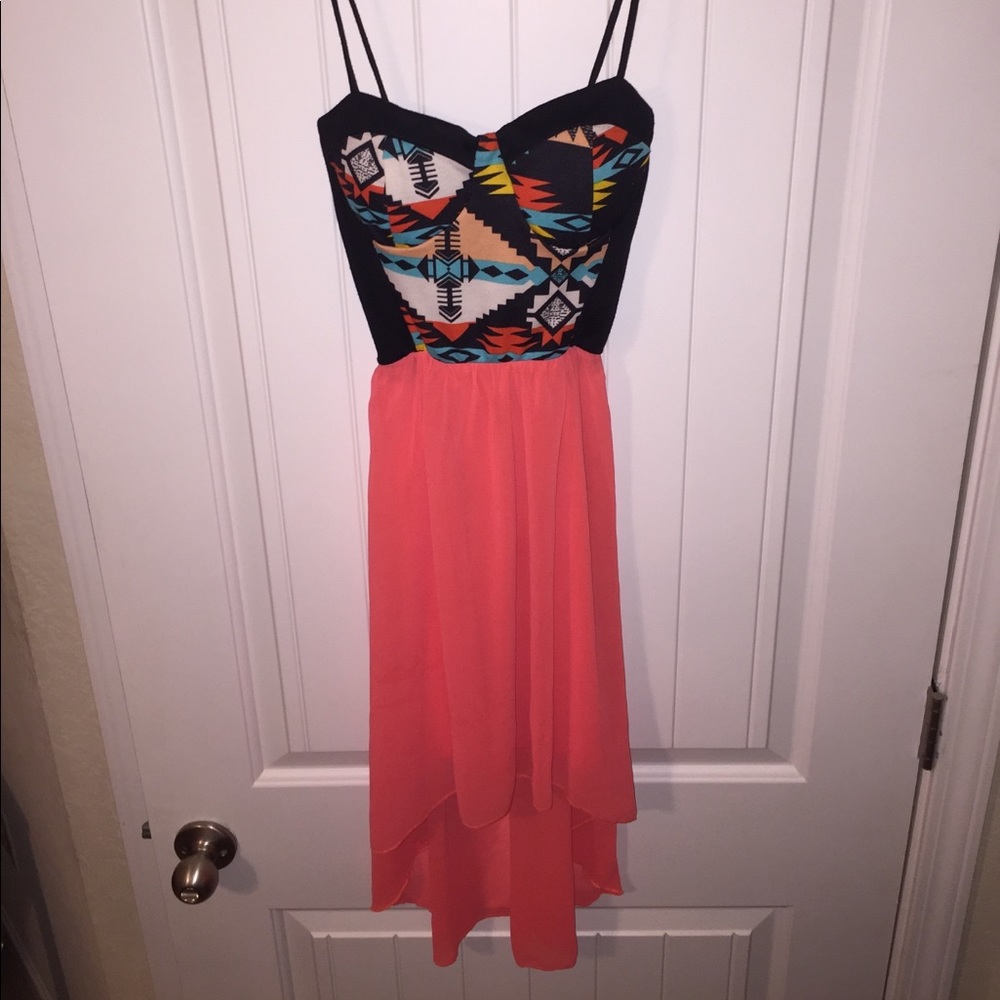 Black and Orange high/low dress