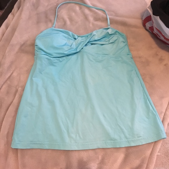 Women's blue swim top and black swim trunks - Picture 1 of 4