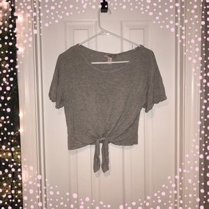 Gray Tie Crop Top