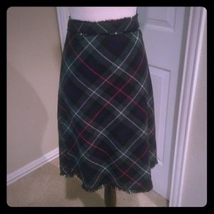 Wool plaid midi skirt