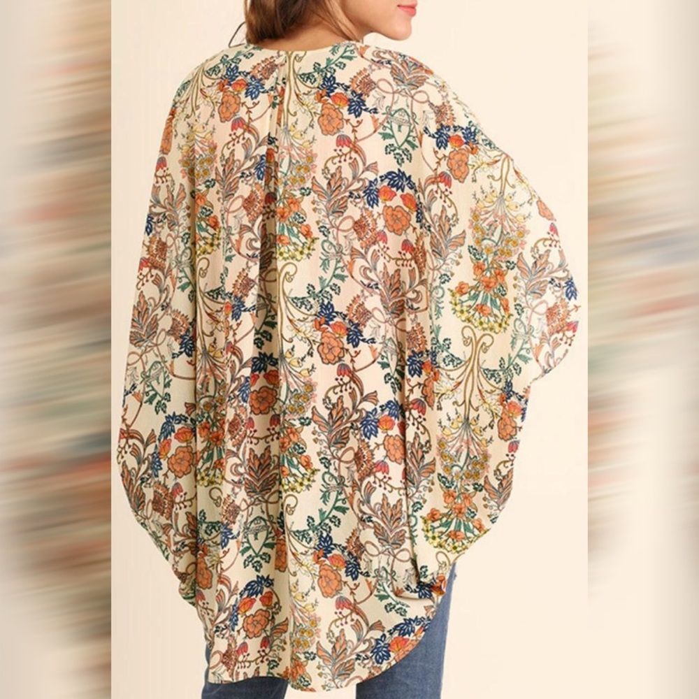 Bohemian Floral Print Kimono Cardigan NWT! - Picture 2 of 4