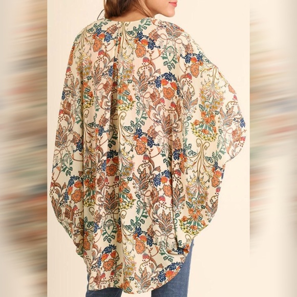 Bohemian Floral Print Kimono Cardigan NWT! - Picture 2 of 4