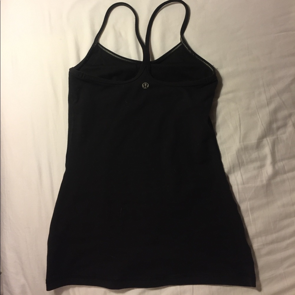 Lululemon black tank, size 2, built in bra.