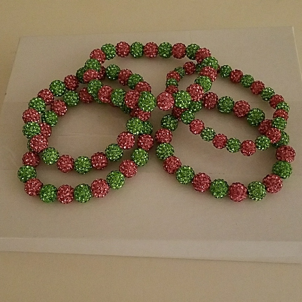AKA Sworovski Green & Pnk beads bracelets