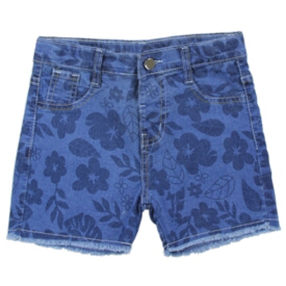 Floral denim shorts