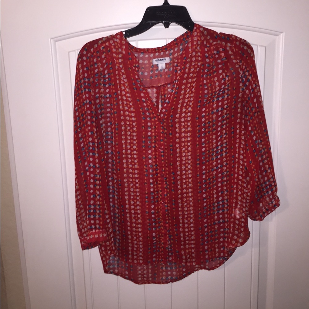 Red polka dotted Old Navy blouse