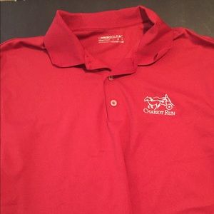 Red Nike Golf polo with Chariot Run logo