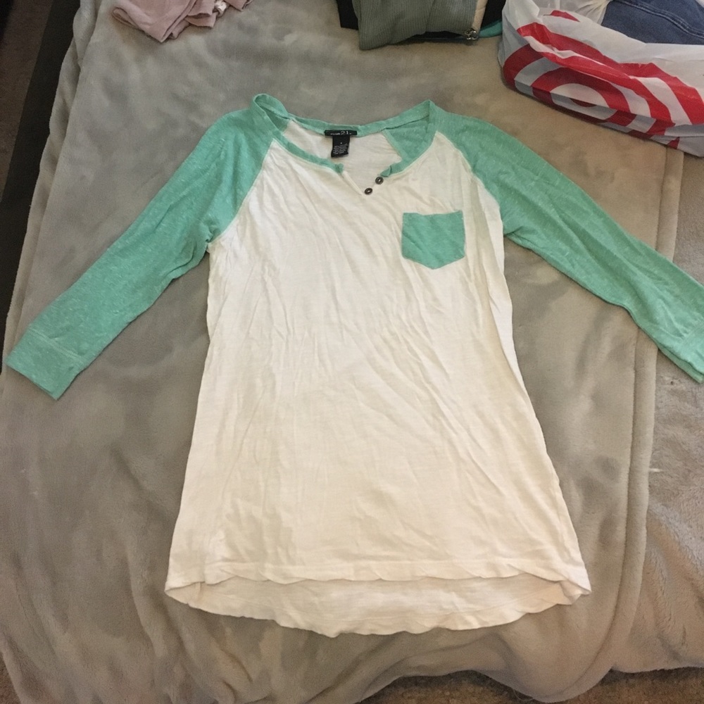 Green and white baseball t shirt