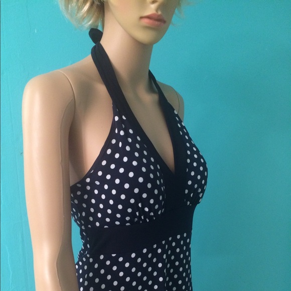 Blue and White Polka dot Maxi Dress. - Picture 2 of 3