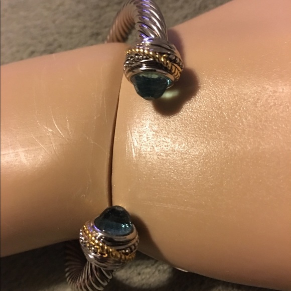 πHPπ Created Fine Blue Topaz Bangle Bracelet. - Picture 5 of 7