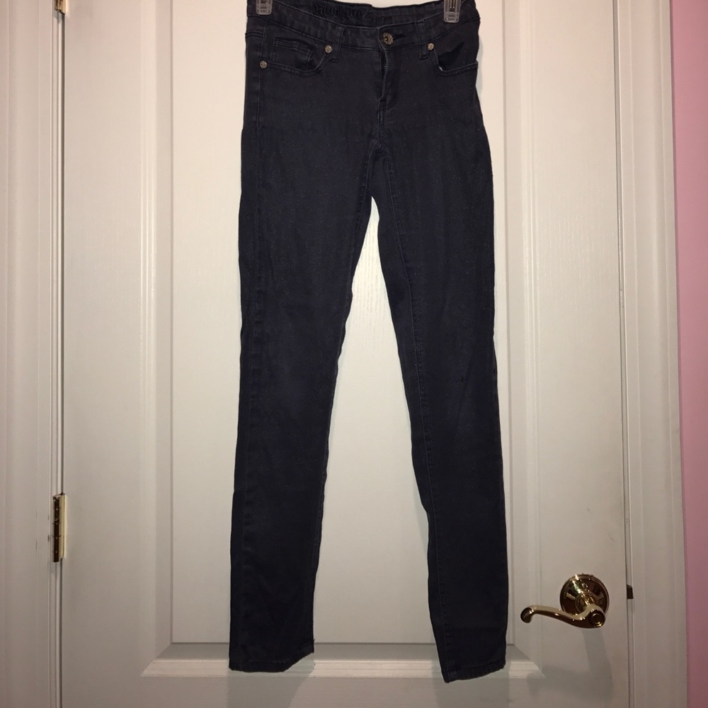 Blue with silver sparkle skinny jeans