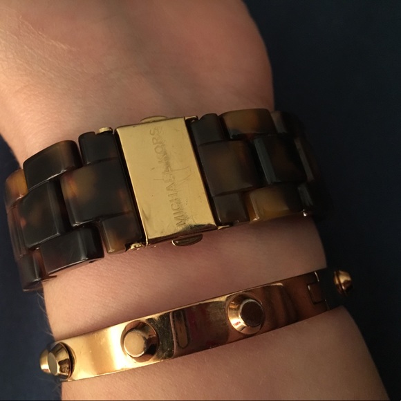 Tortoise Michael Kors watch with shell face inlay - Picture 2 of 2