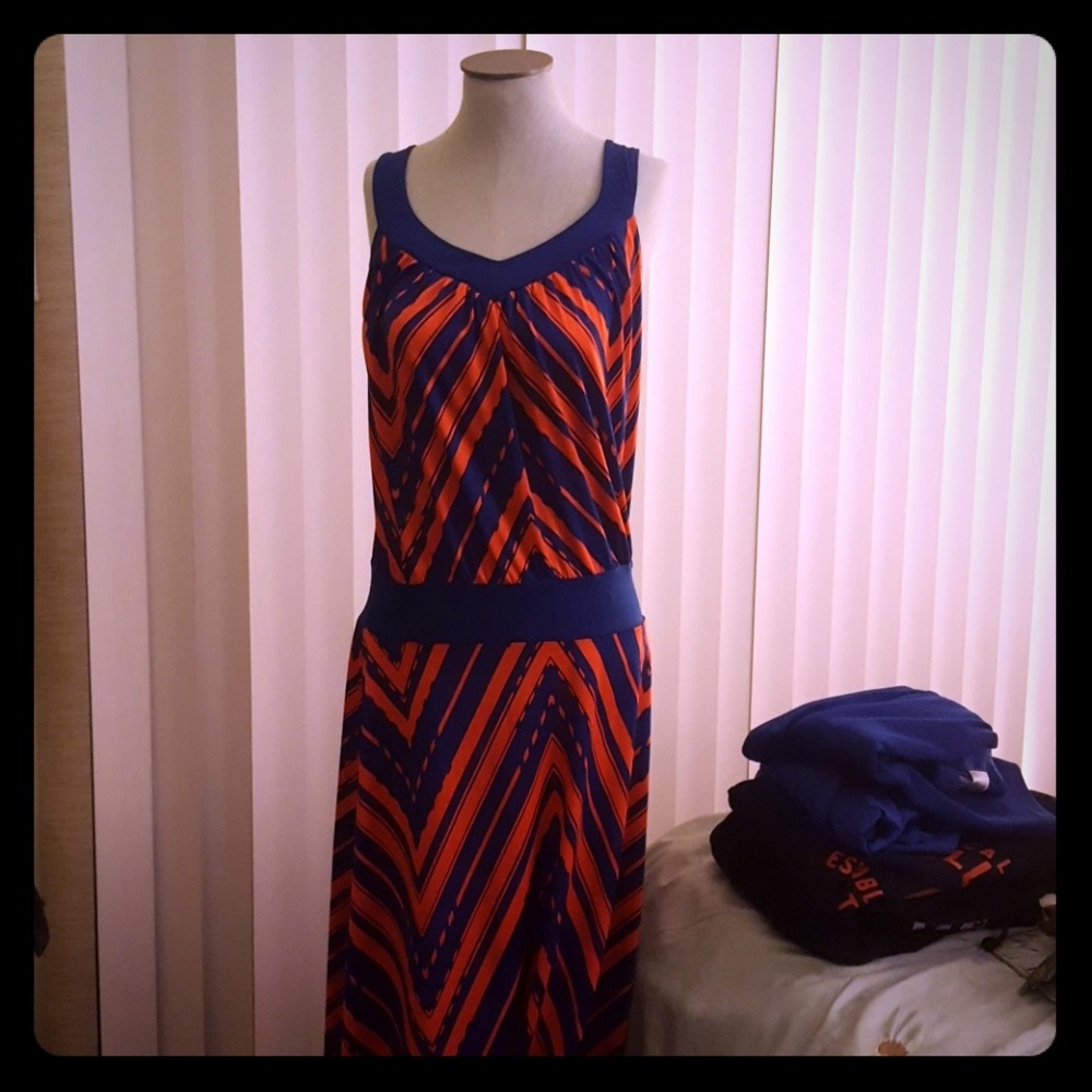 Metaphor long dress - blue & orange