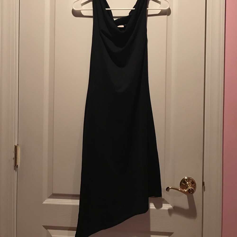 Black angled dress with hanging neck