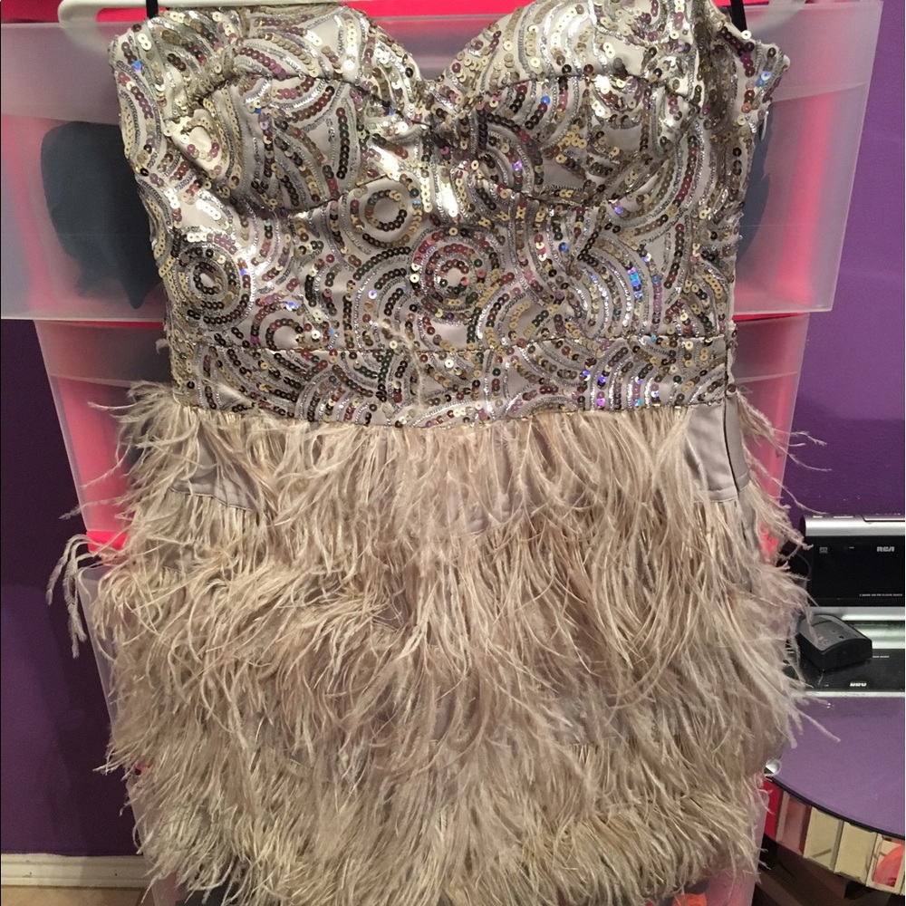 Bebe feather dress