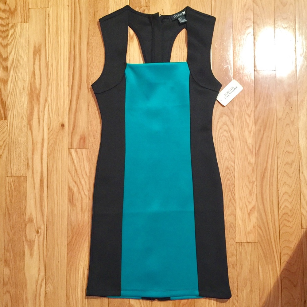 Teal & black bodycon dress NWT