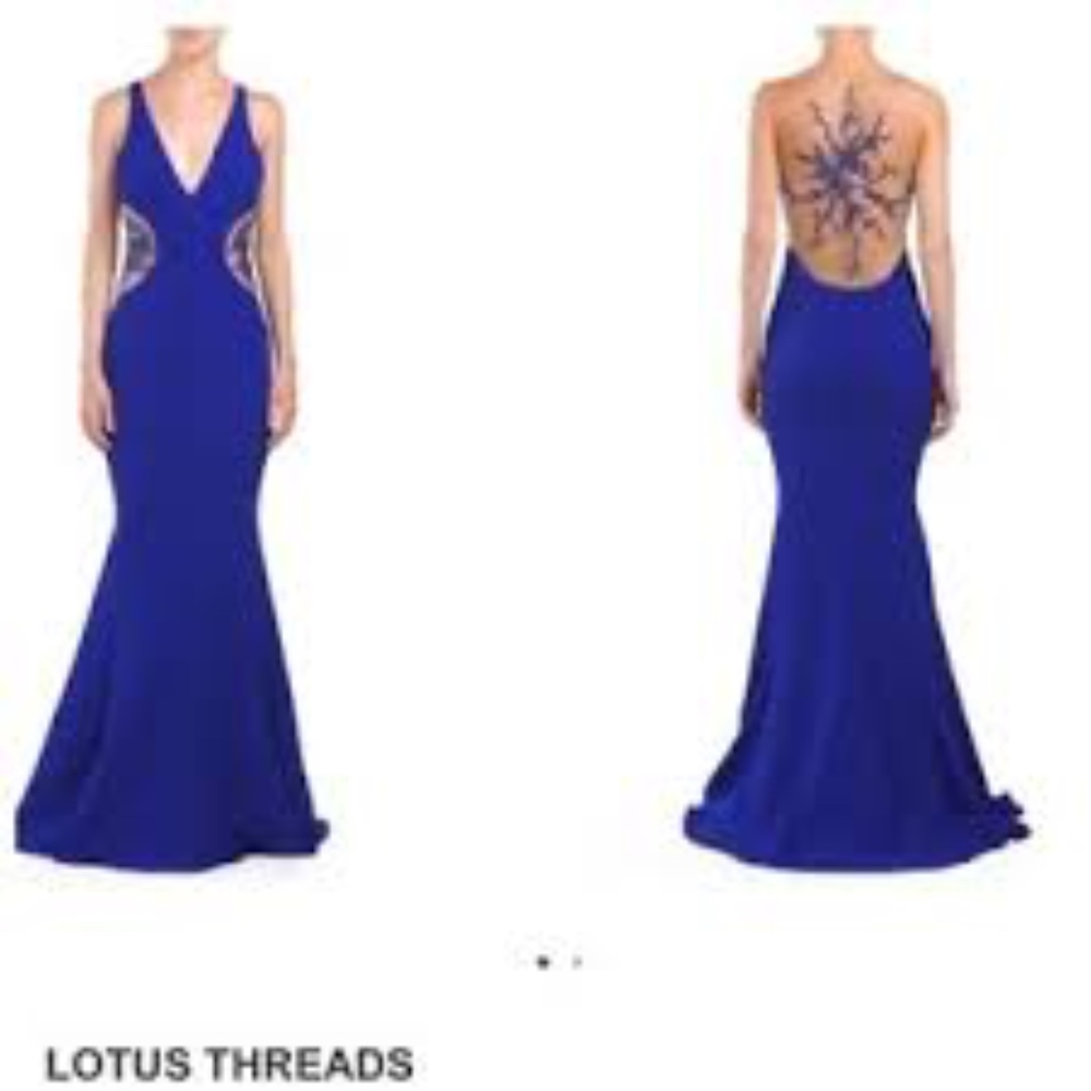 Blue Cut Out Gown with low back