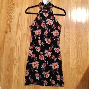 Floral velvet mini dress