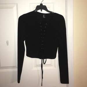Forever 21 Black lace up crop top