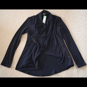 Alan French Terry Asymmetrical Zip Cardigan - M