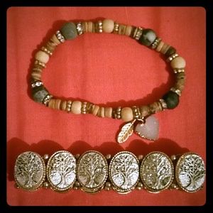Silver and Stone Beaded Bracelet Set