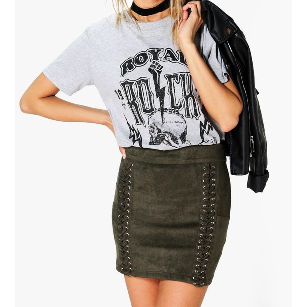 Never worn Boohoo Suede Lace up Skirt