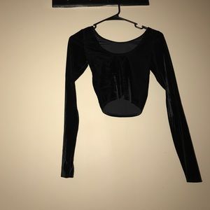 Long Sleeve Crop Top- Velvet