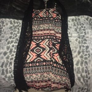 Two piece set with dress and cardigan