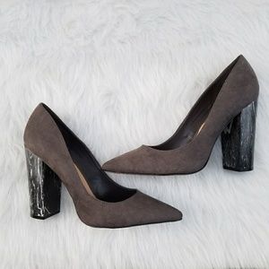 New Look Grey Marble Effect Block Heels Size 9