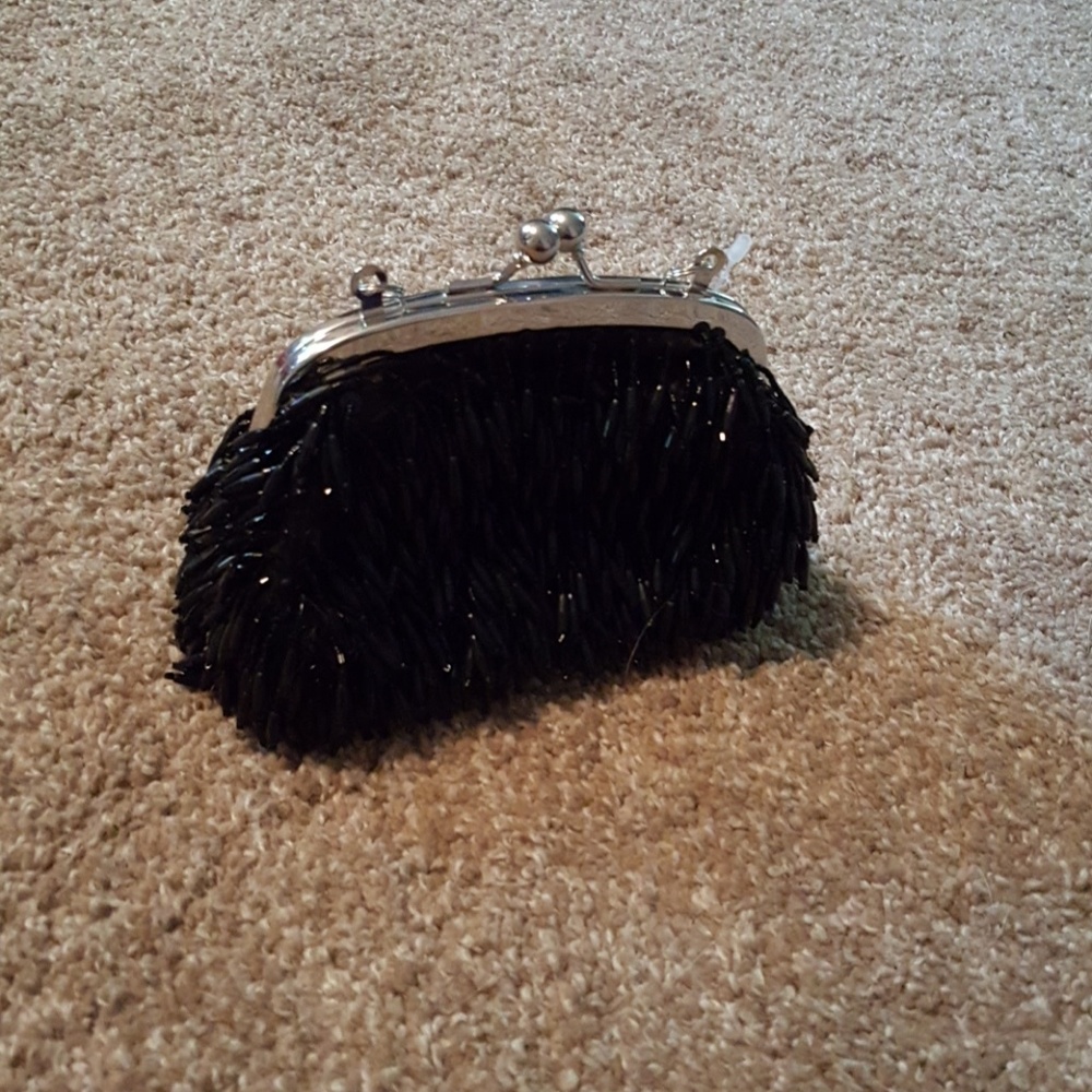 Cute black beaded clutch never used