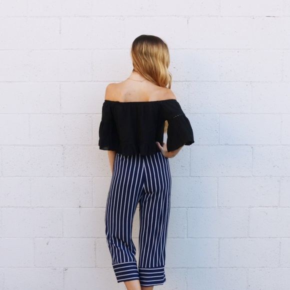 navy striped pants - Picture 2 of 4