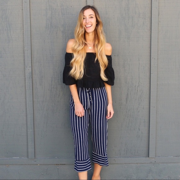 navy striped pants - Picture 4 of 4