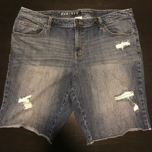Ava & Viv Distressed Bermuda Shorts