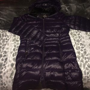 Long coat with velvet neck line.