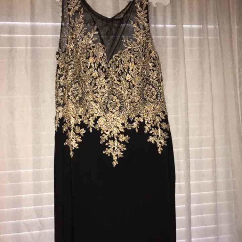 Gold embroidered short Prom dress