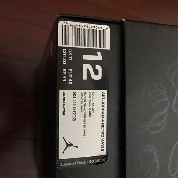 Jordan Retro 4 " KAWS" Size 12 - Picture 4 of 4