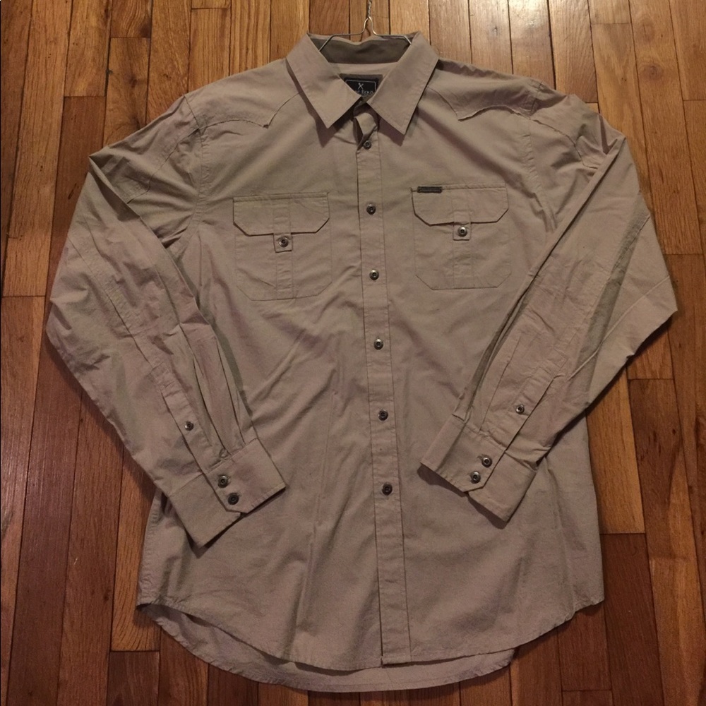 Men's Marc Ecko Large Khaki Button Down Shity