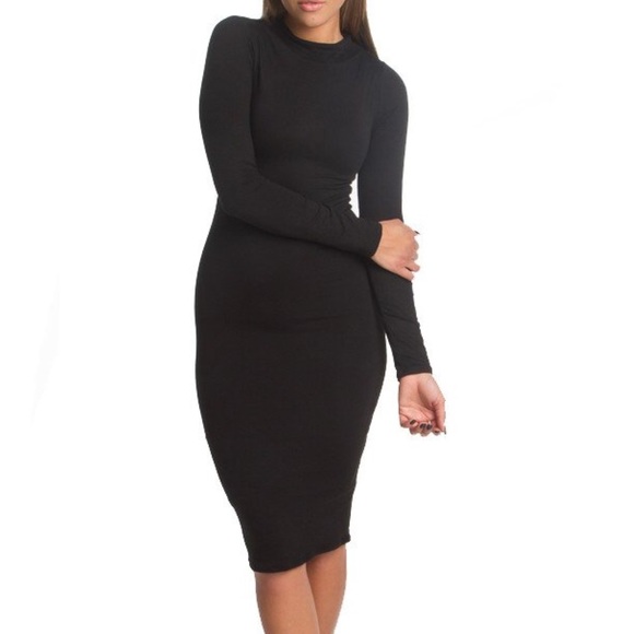 NWT MyStyleMode Black Funnel Dress Long Sleeve - Picture 3 of 3