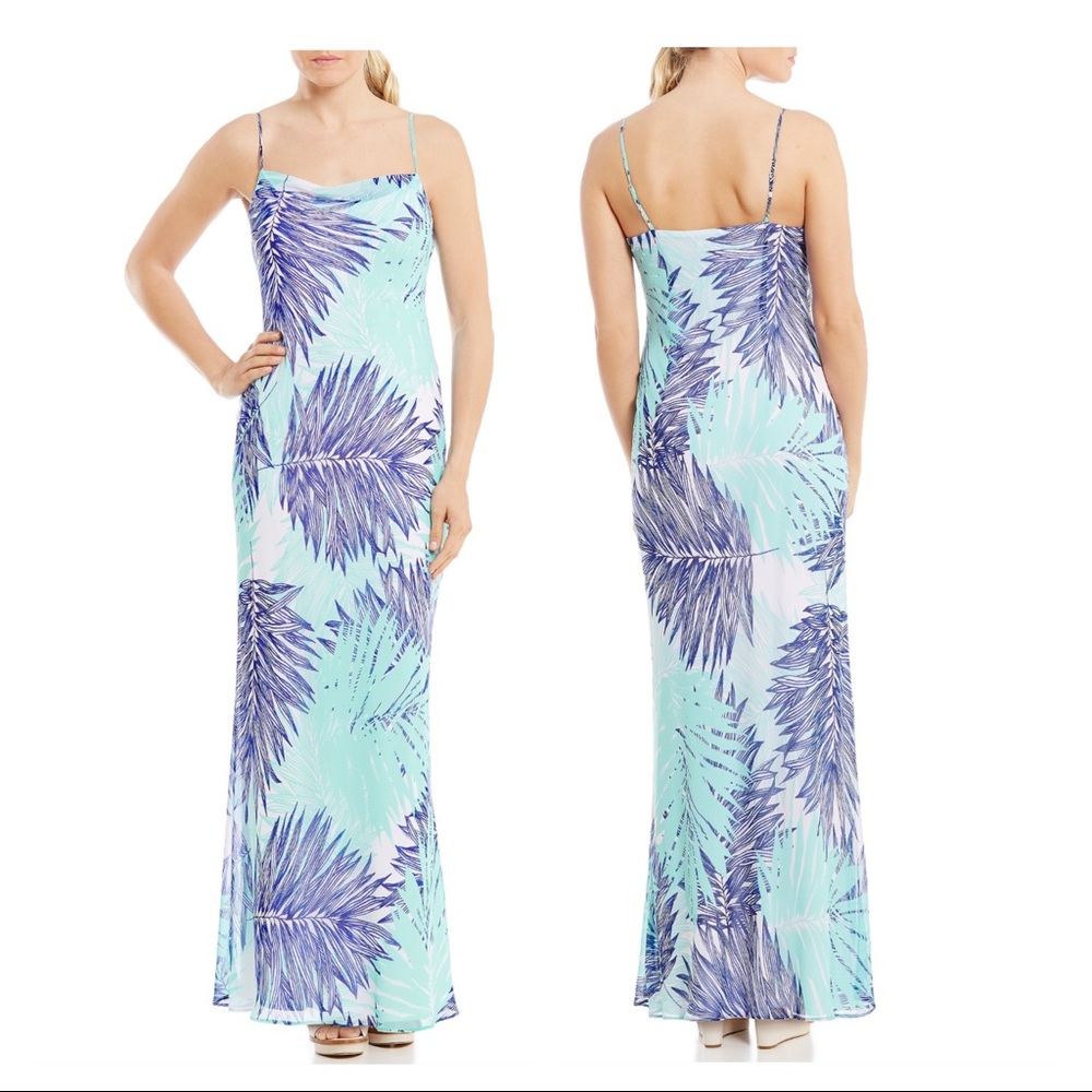 Calvin Klein Printed Chiffon Maxi Slip Dress