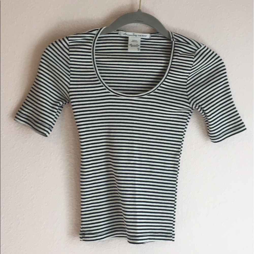 Black / White Striped Crop Top